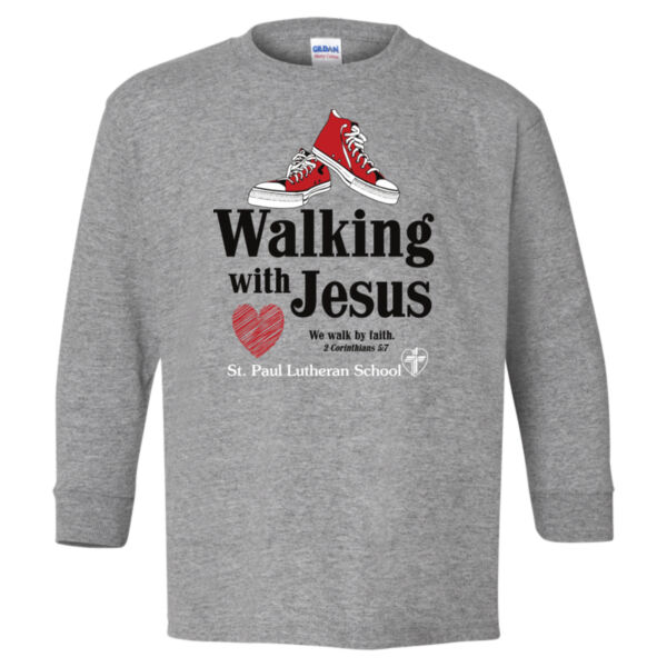 Walking With Jesus - Heavy Cotton™ Youth Long Sleeve T-Shirt Thumbnail
